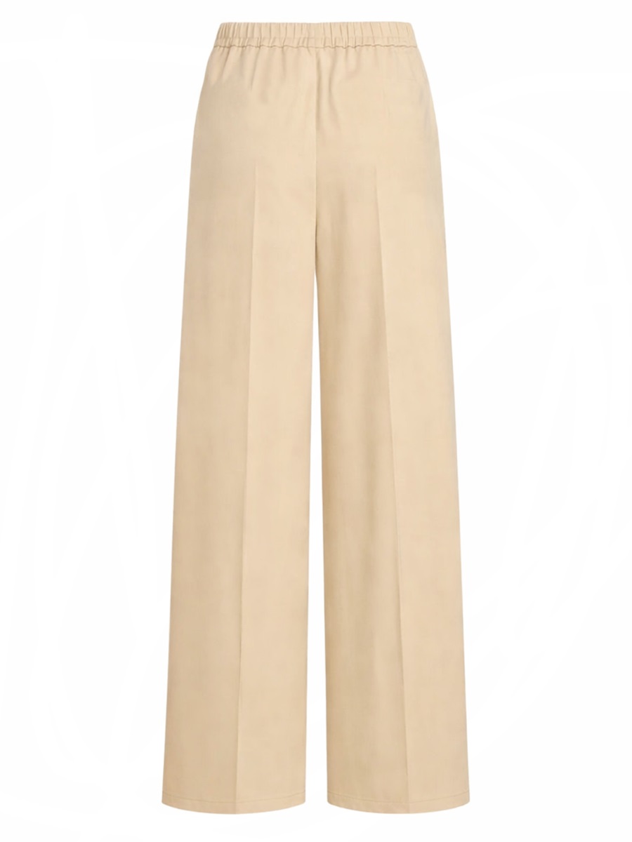 Patou Neutrals Pleated Front Creases Organic Cotton Wide-Leg Pants Neutraal