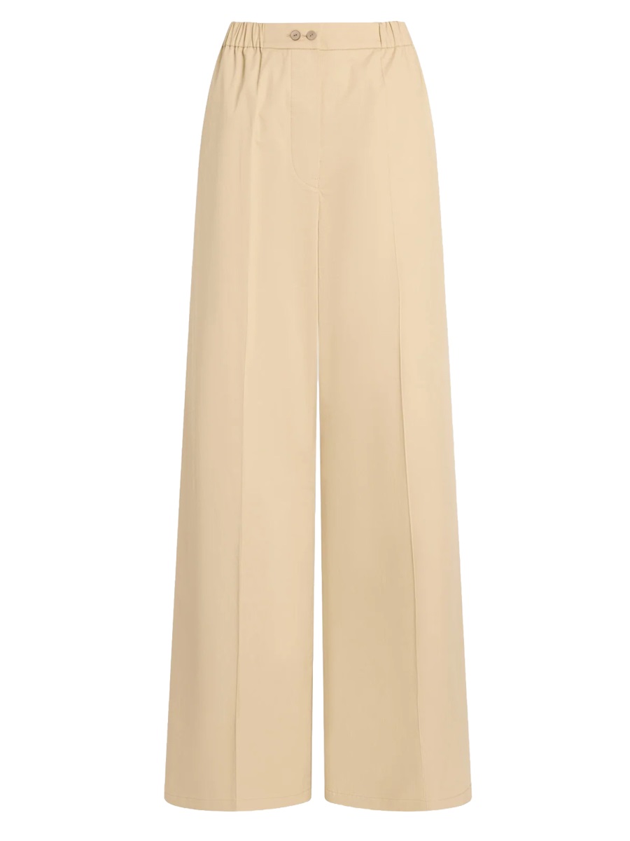 Patou Neutrals Pleated Front Creases Organic Cotton Wide-Leg Pants Neutraal