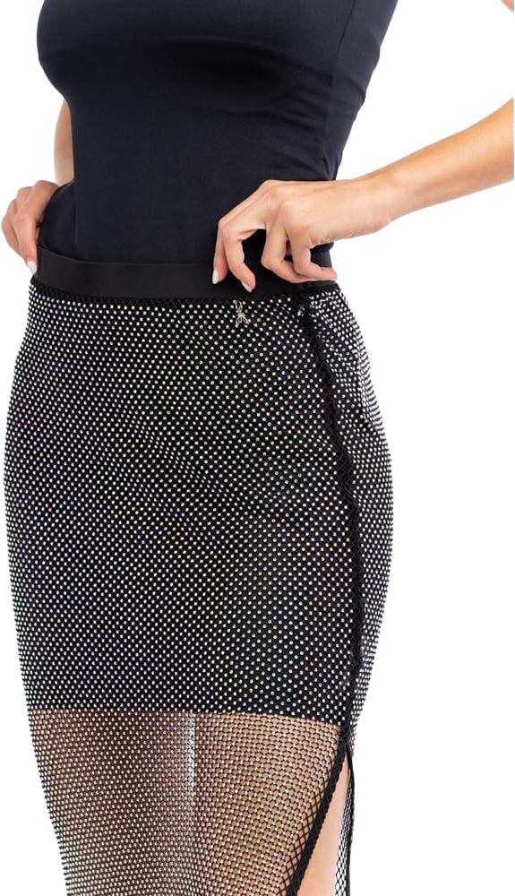 Patrizia Pepe Patrizia Pepe Black Polyester Midi Skirt Zwart