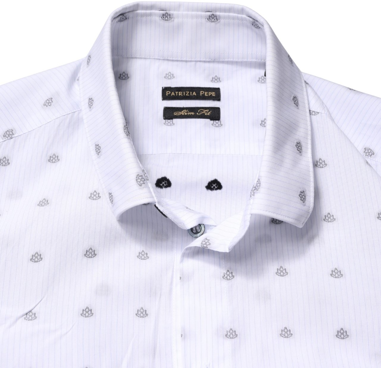 Patrizia Pepe White Cotton Slim Fit Collared Men Dress Shirt Wit
