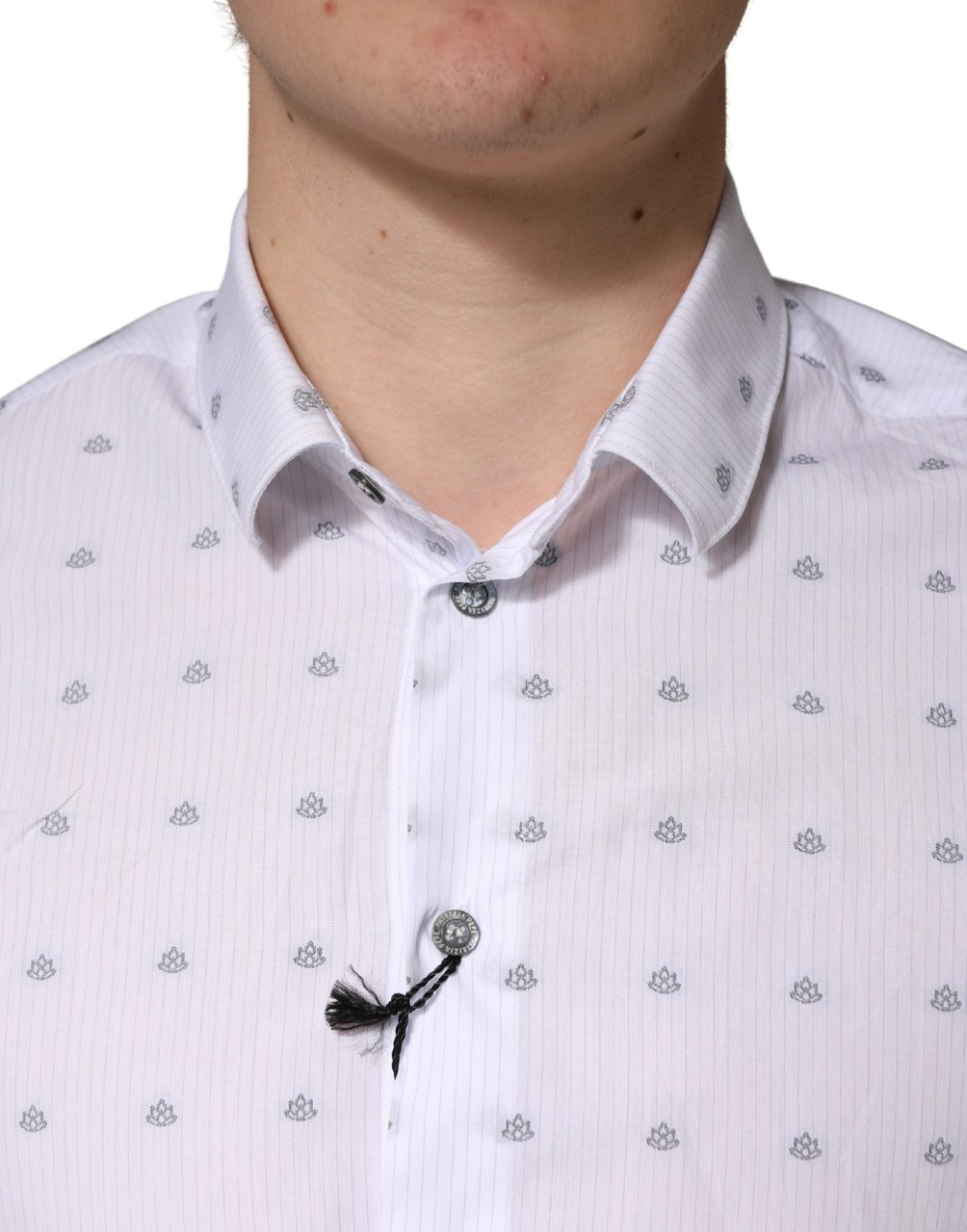 Patrizia Pepe White Cotton Slim Fit Collared Men Dress Shirt Wit
