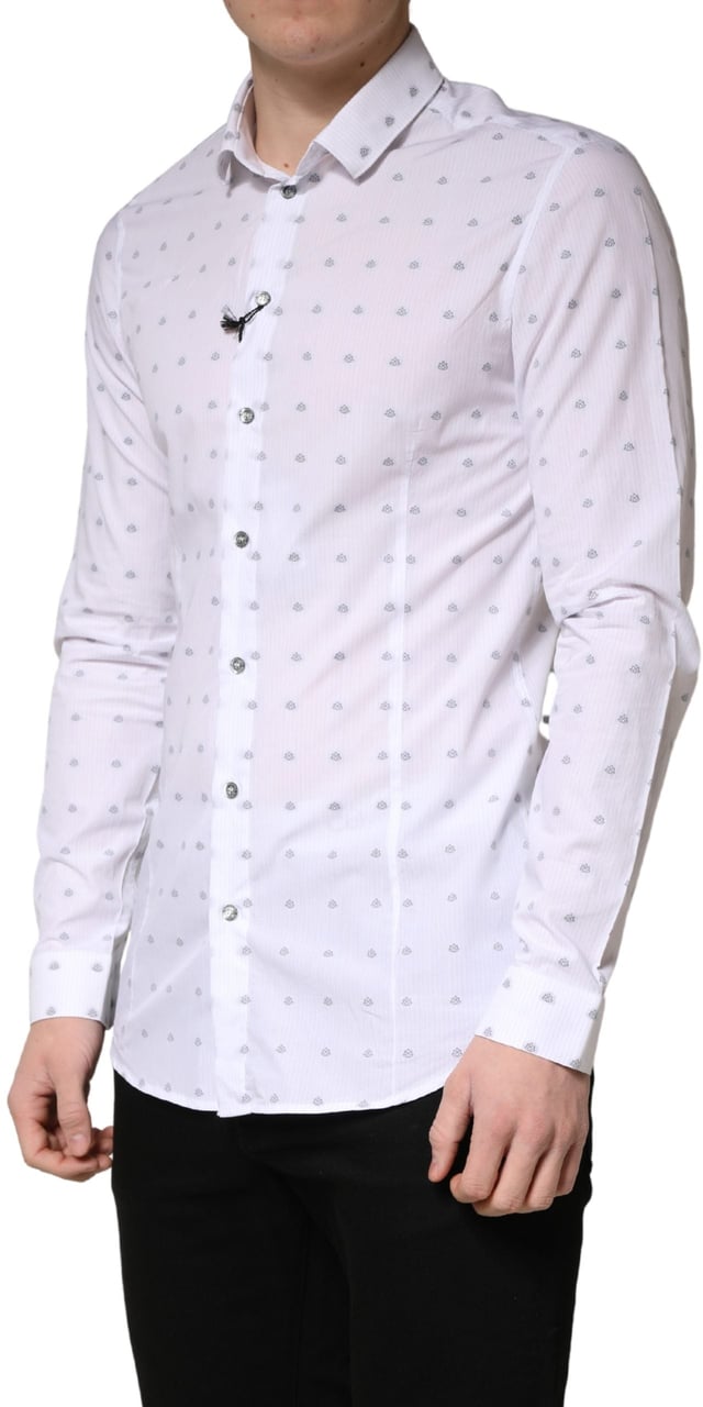Patrizia Pepe White Cotton Slim Fit Collared Men Dress Shirt Wit