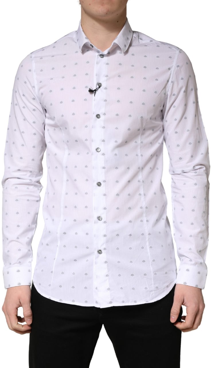 Patrizia Pepe White Cotton Slim Fit Collared Men Dress Shirt Wit