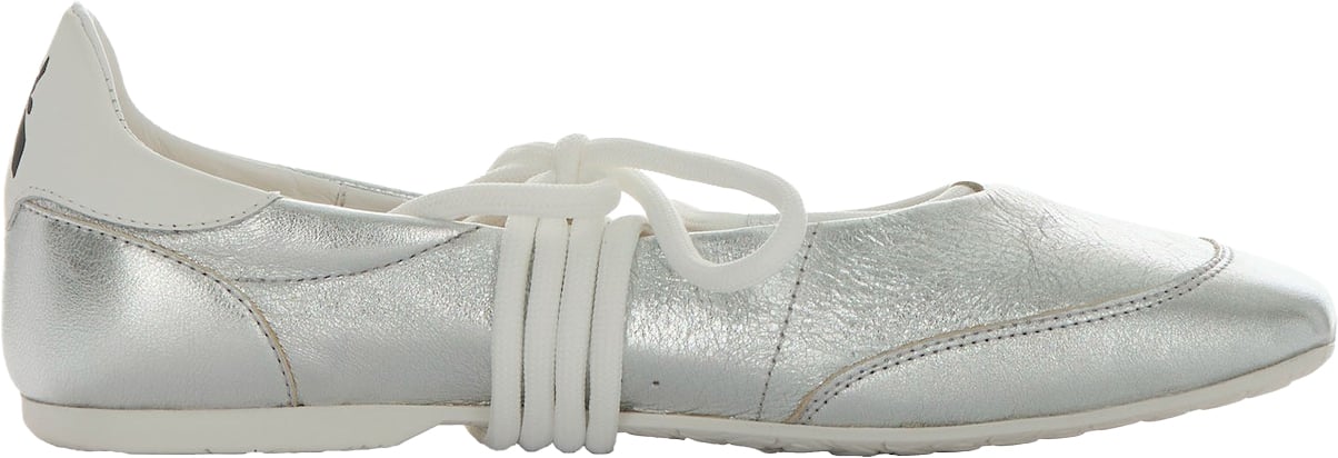 Patrizia Pepe Silver Dancing Skin Laminated Ballet Flats Grijs
