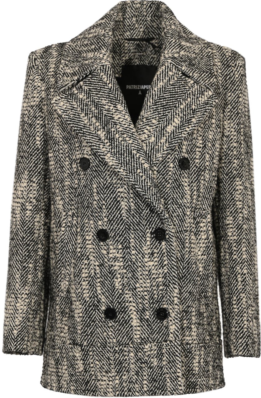 Patrizia Pepe Coats Blackwhite Zwart