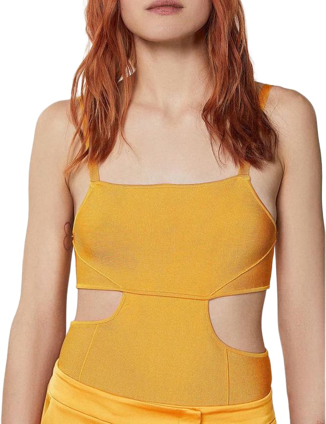 Patrizia Pepe Orange Viscose Tank Tops Oranje