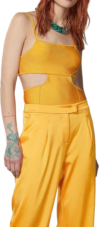 Patrizia Pepe Orange Viscose Tank Tops Oranje
