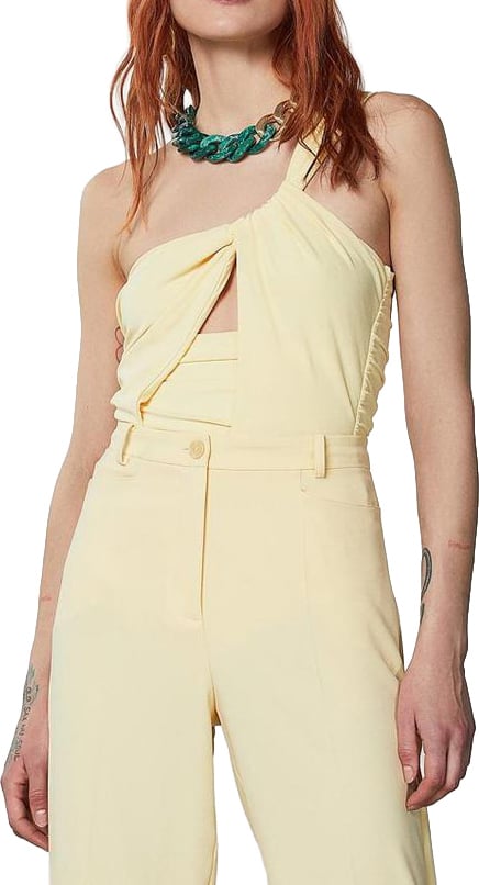 Patrizia Pepe Patrizia Pepe Yellow Acetate Tank Tops Geel