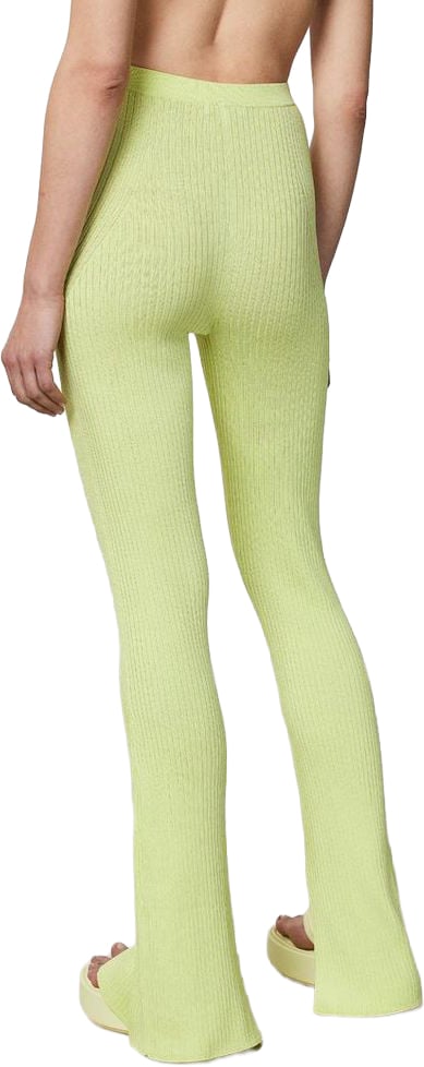 Patrizia Pepe Yellow Viscose Casual Pants Geel