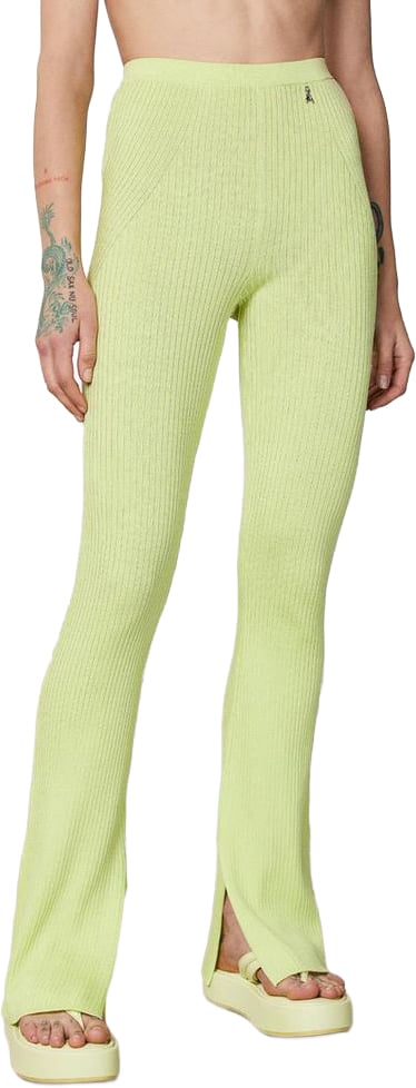 Patrizia Pepe Yellow Viscose Casual Pants Geel