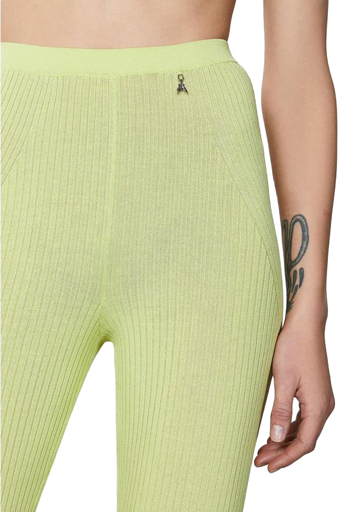 Patrizia Pepe Yellow Viscose Casual Pants Geel