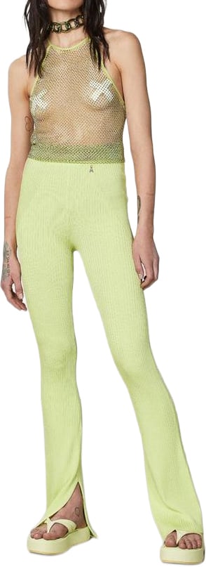 Patrizia Pepe Yellow Viscose Casual Pants Geel