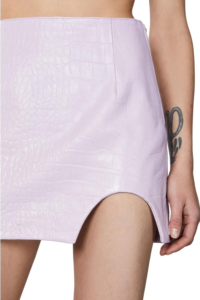 Patrizia Pepe Purple Leather Mini Skirt Paars