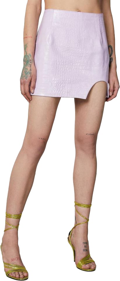Patrizia Pepe Purple Leather Mini Skirt Paars