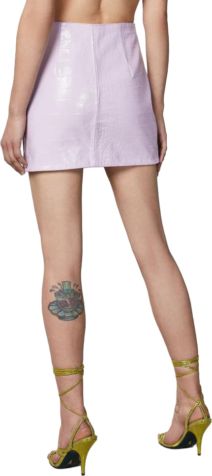 Patrizia Pepe Purple Leather Mini Skirt Paars