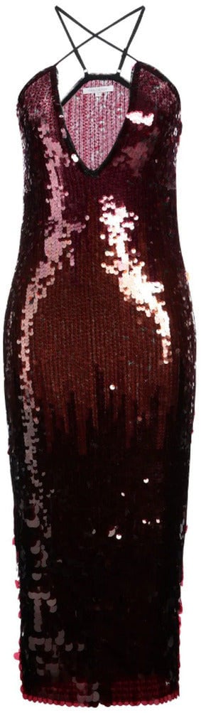 Patrizia Pepe Dress Sequins Degrade Burgundy Rood