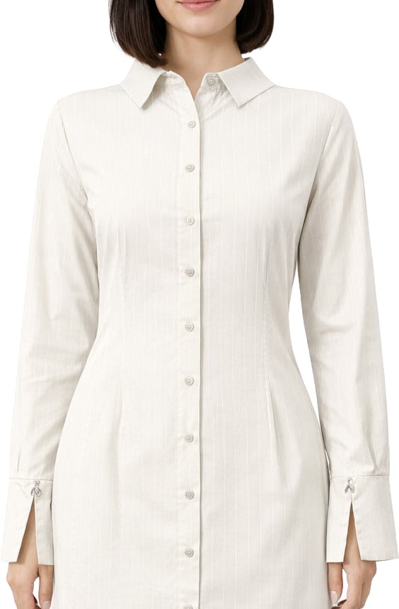 Patrizia Pepe Dress Gessato Grey Grijs