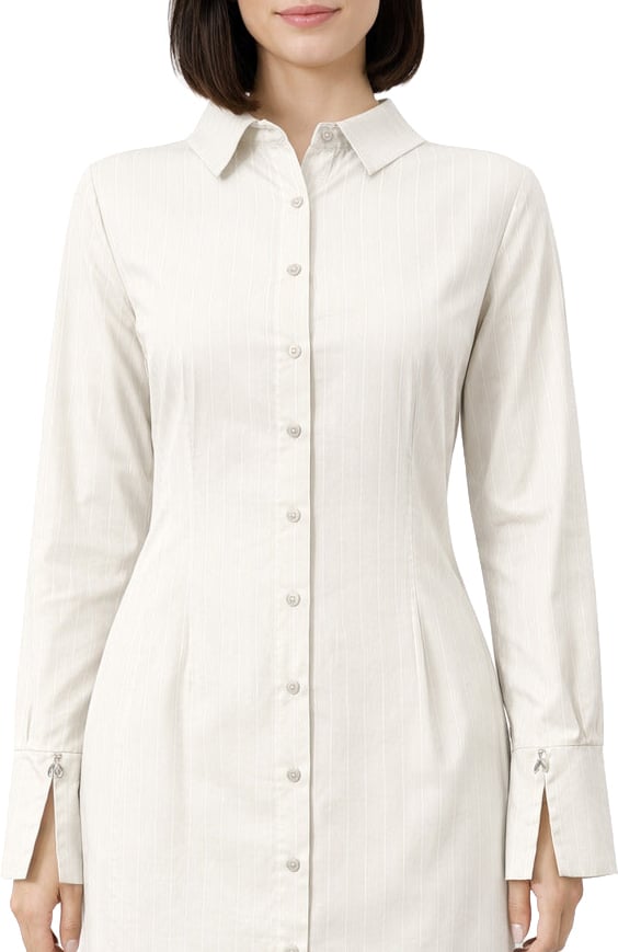 Patrizia Pepe Dress Gessato Grey Grijs