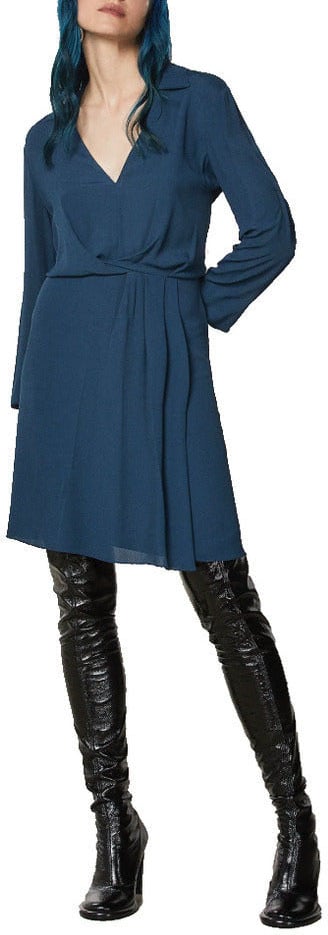 Patrizia Pepe Dress Midi Petrol Blu Blauw