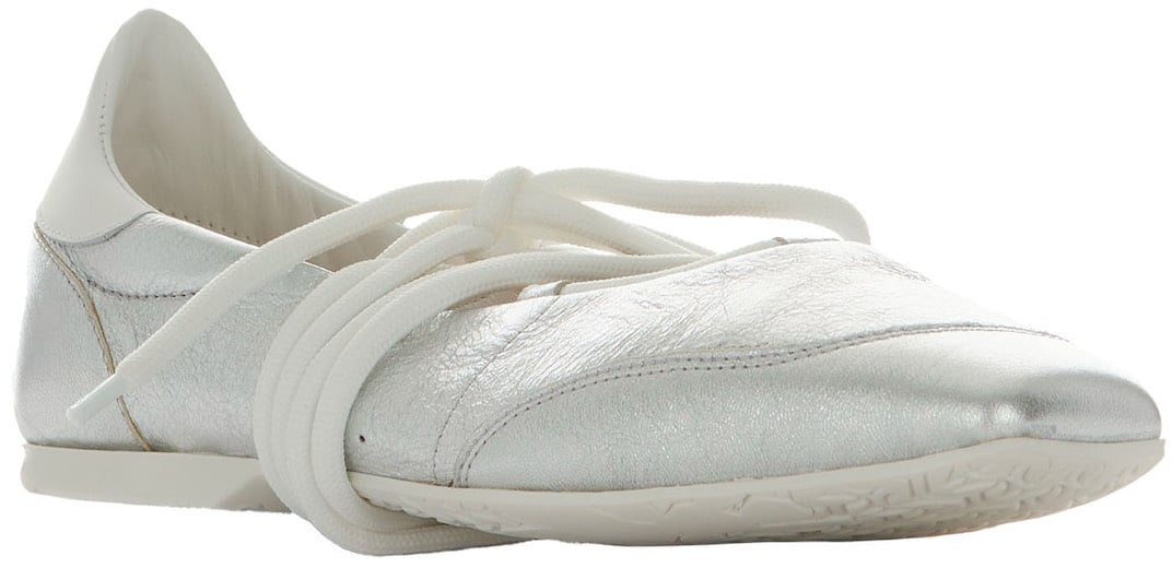 Patrizia Pepe Silver Dancing Skin Laminated Ballet Flats Grijs