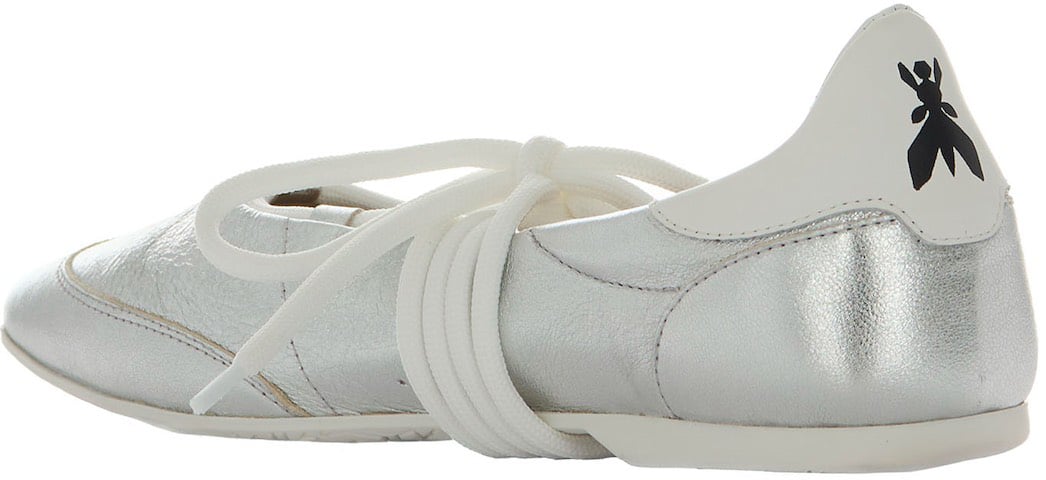 Patrizia Pepe Silver Dancing Skin Laminated Ballet Flats Grijs