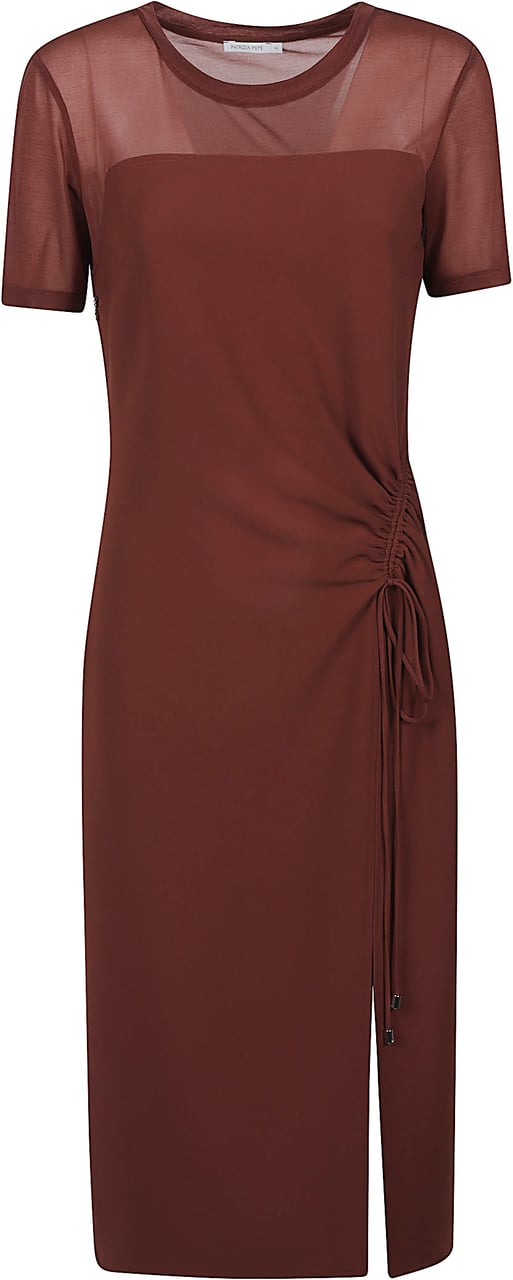 Patrizia Pepe Short Sleeve Midi Dress Brown Bruin