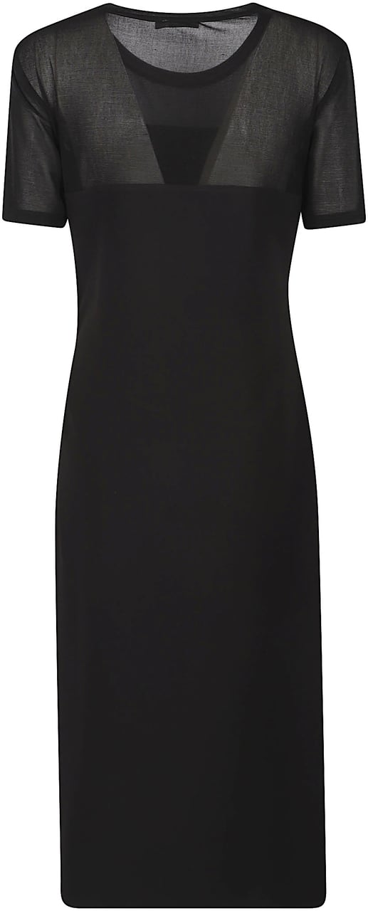 Patrizia Pepe Short Sleeve Midi Dress Black Zwart