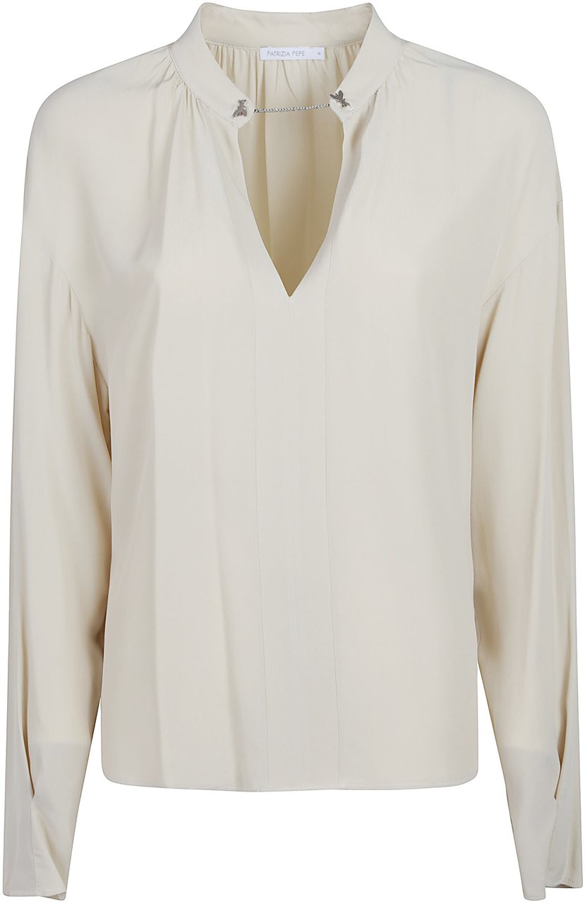 Patrizia Pepe Essential Long Sleeve Blouse White Wit