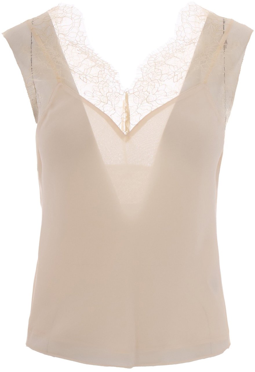 Patrizia Pepe Top Warm Ivory Geel