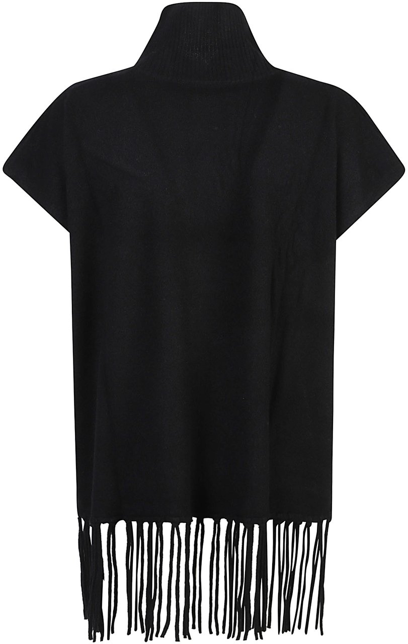 Patrizia Pepe Turtle Neck Poncho Black Zwart