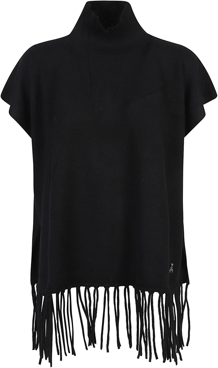 Patrizia Pepe Turtle Neck Poncho Black Zwart