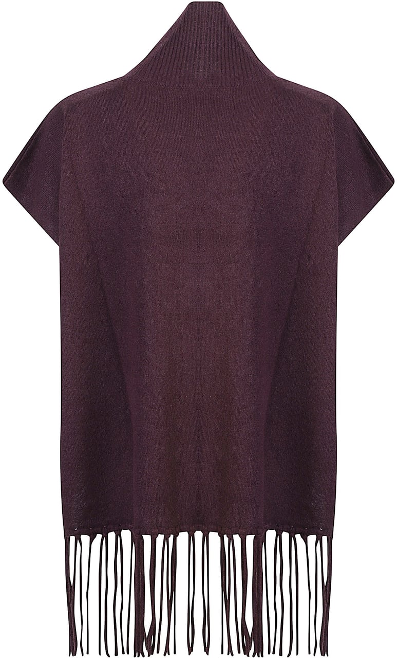 Patrizia Pepe Turtle Neck Poncho Red Rood