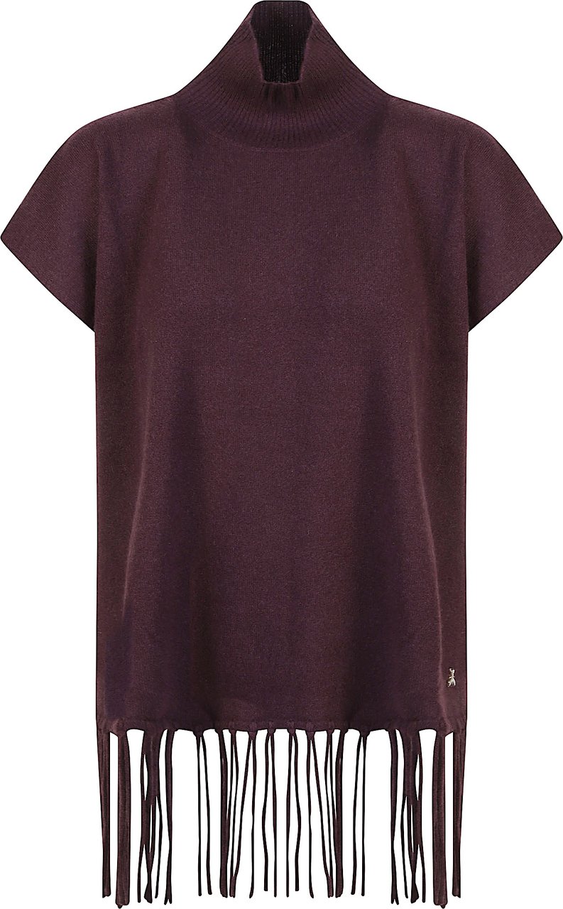 Patrizia Pepe Turtle Neck Poncho Red Rood