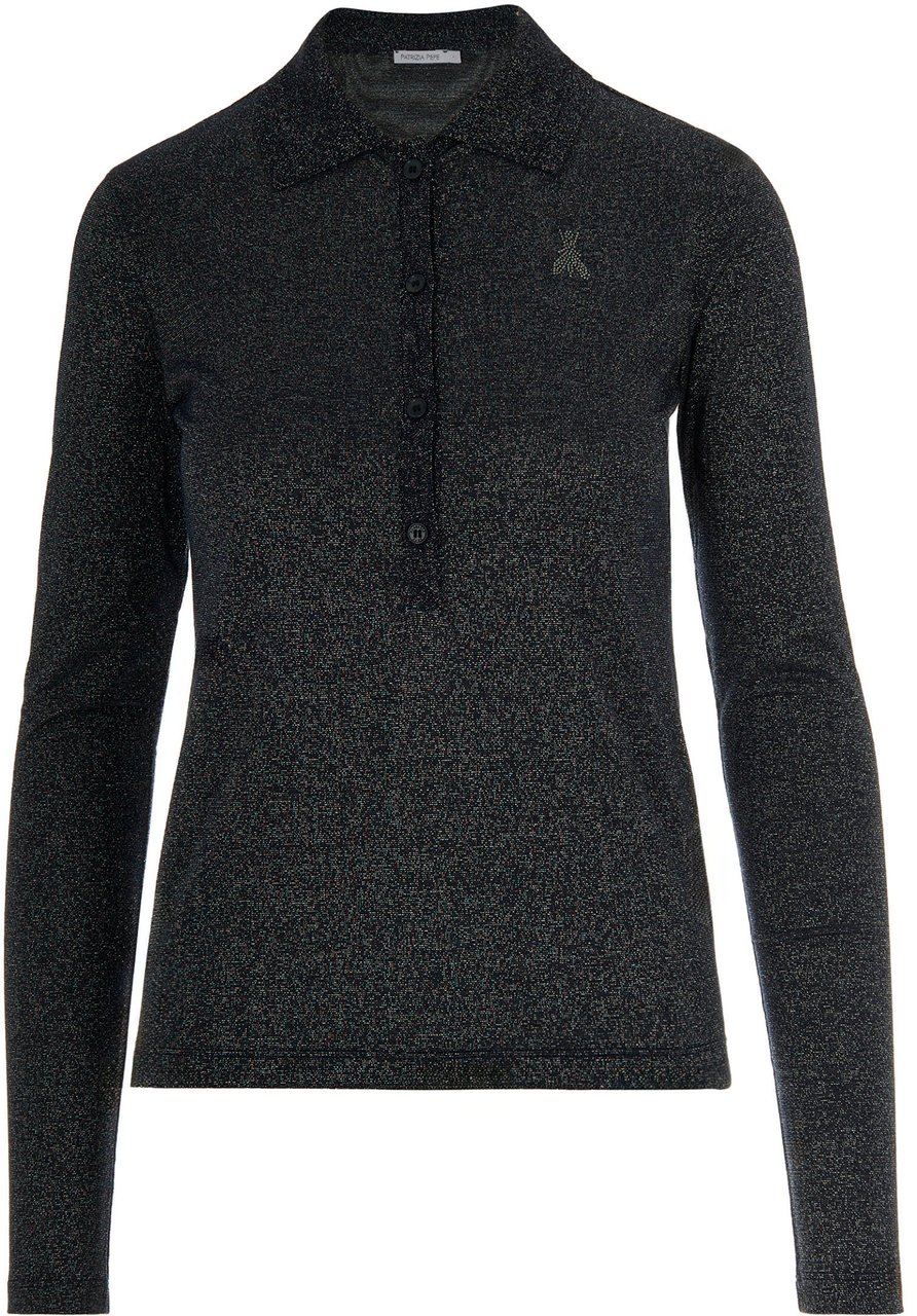 Patrizia Pepe T-Shirts And Polos Blu Denim Lurex Fly Blauw