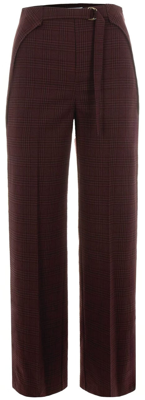 Patrizia Pepe Trousers Purple Red Check Rood
