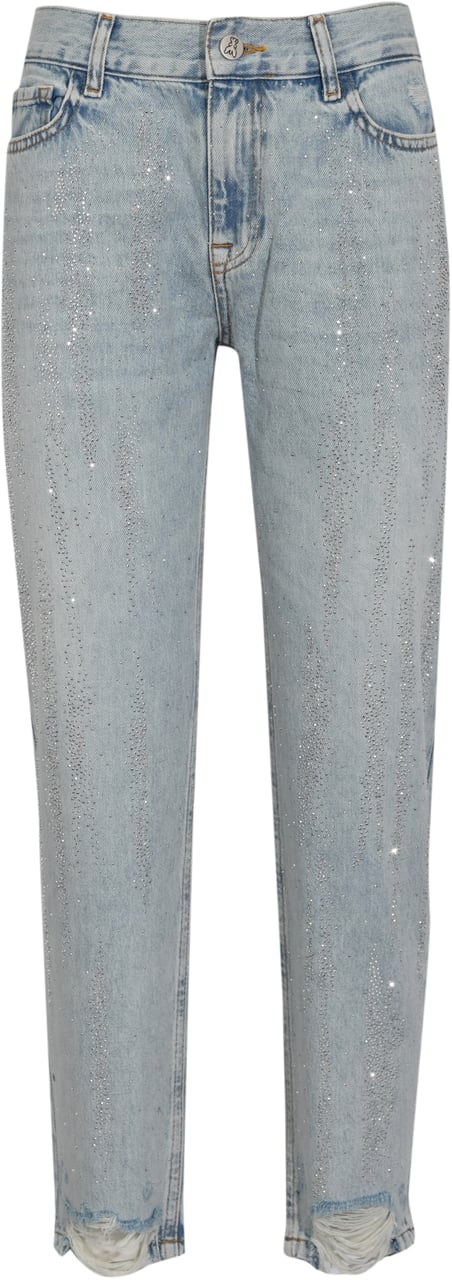 Patrizia Pepe Trousers Light Blue Strass Lichtblauw