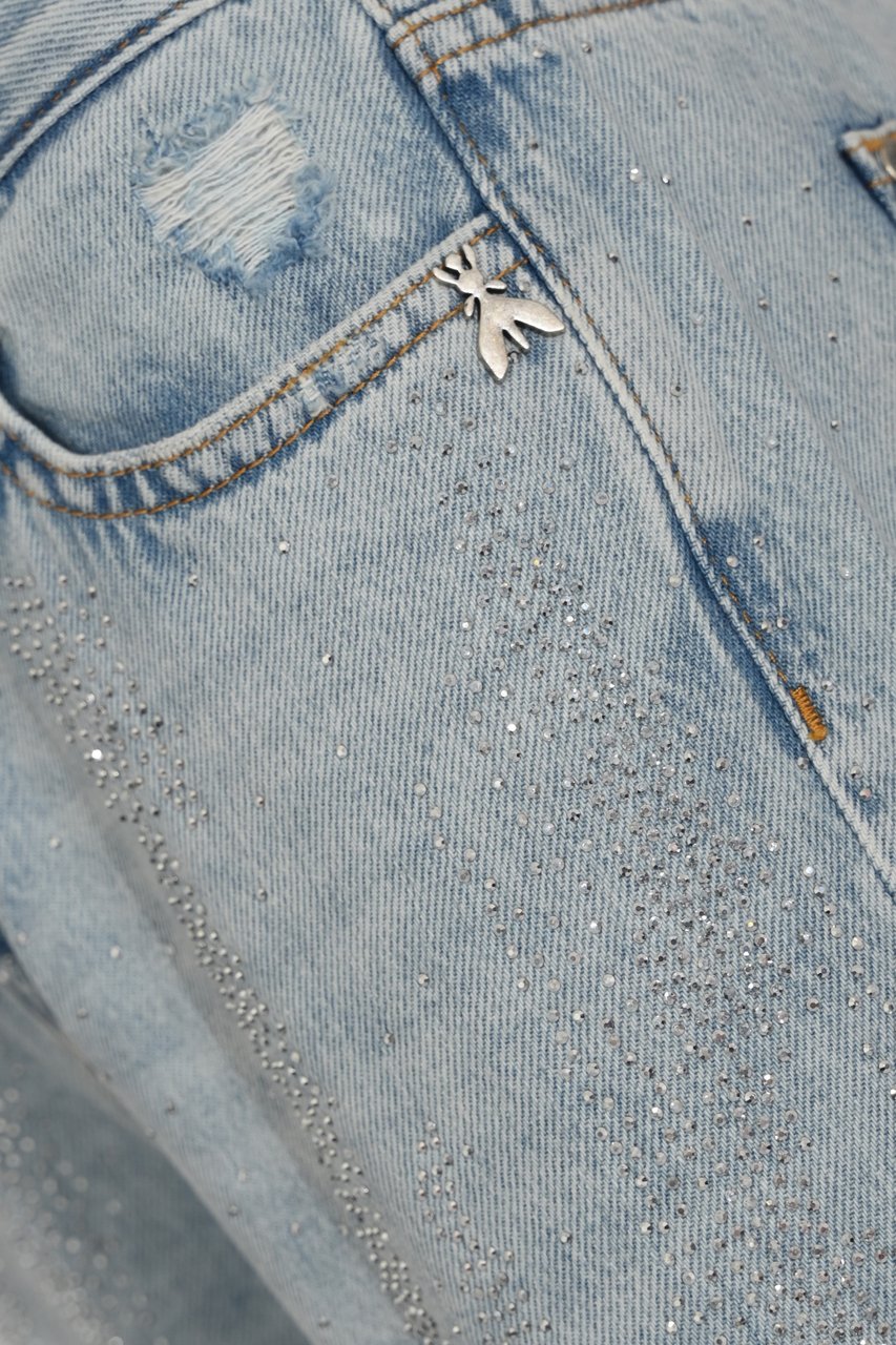 Patrizia Pepe Trousers Light Blue Strass Lichtblauw