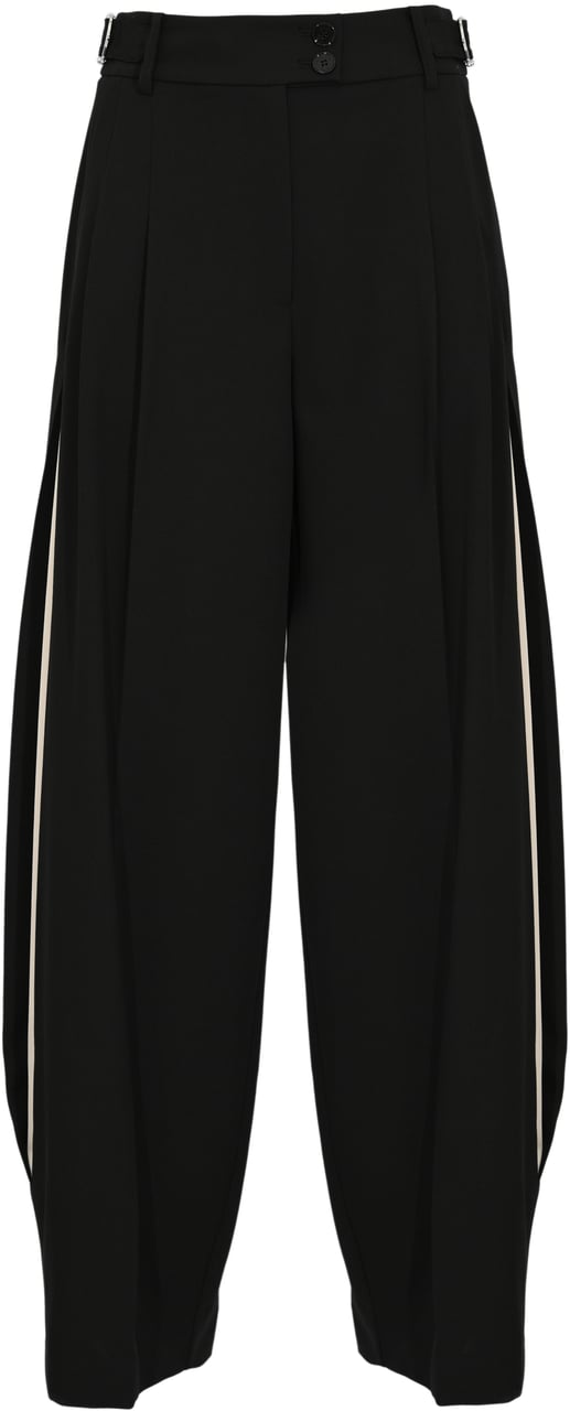 Patrizia Pepe Trousers Black/Warm Ivory Zwart