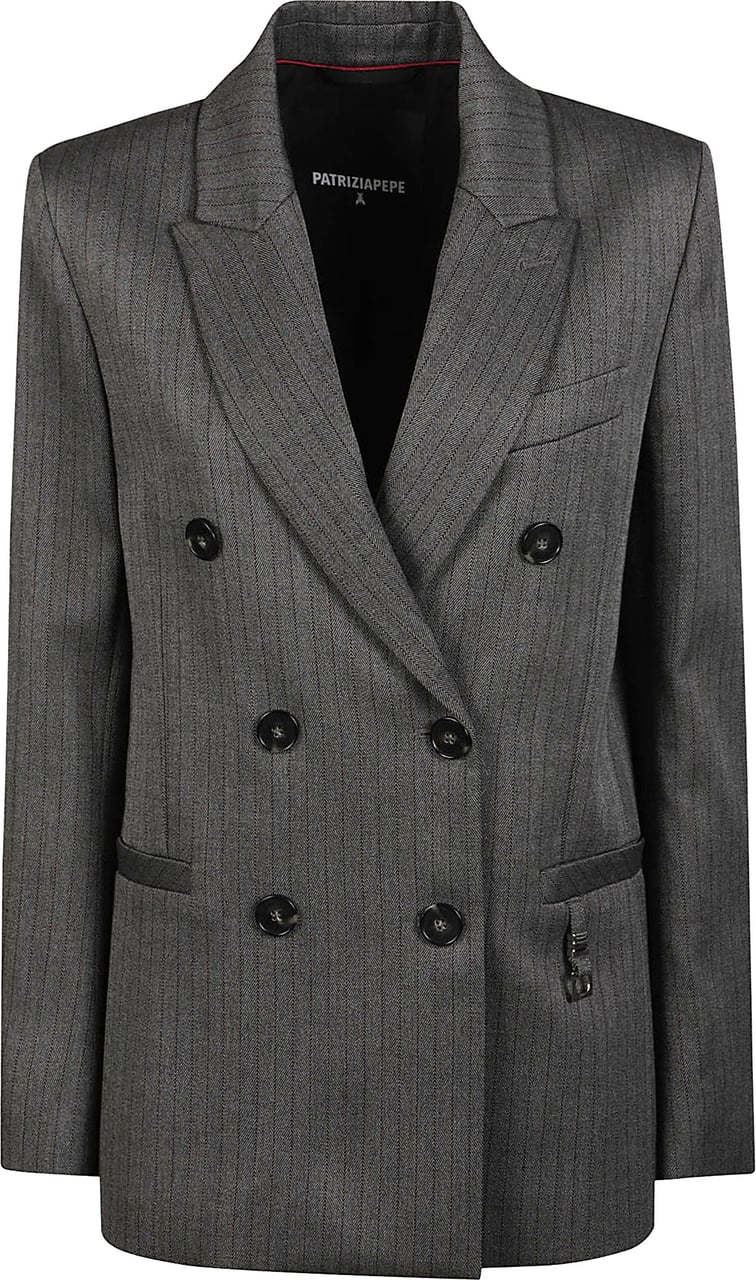 Patrizia Pepe Double Breasted Jacket Grey Grijs