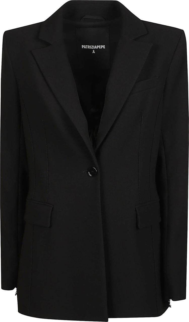 Patrizia Pepe Single Breasted Jacket Black Zwart