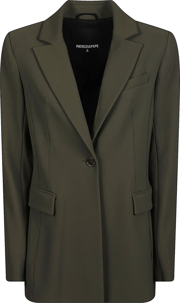 Patrizia Pepe Single Breasted Jacket Green Groen