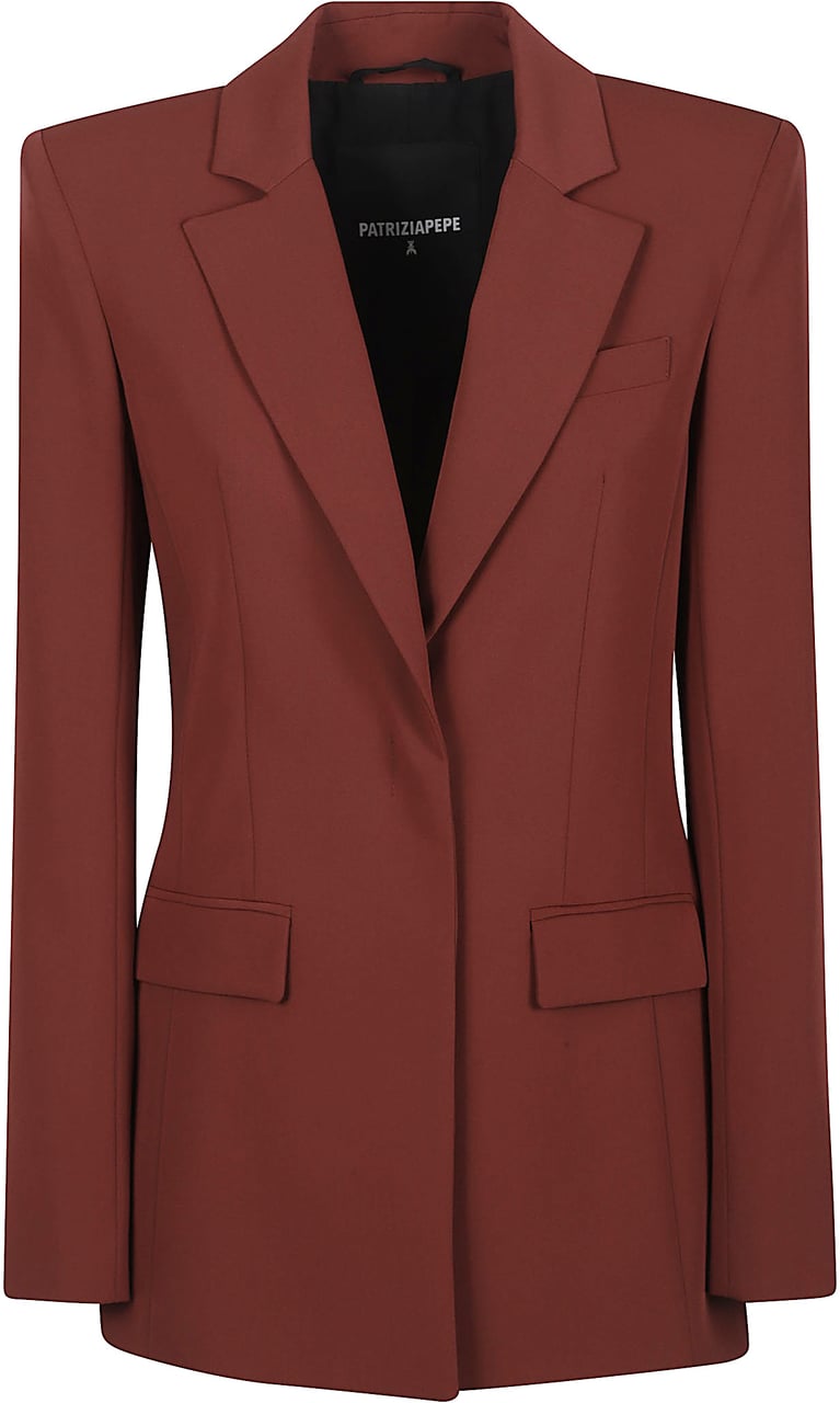 Patrizia Pepe Slim Single Brested Jacket Brown Bruin