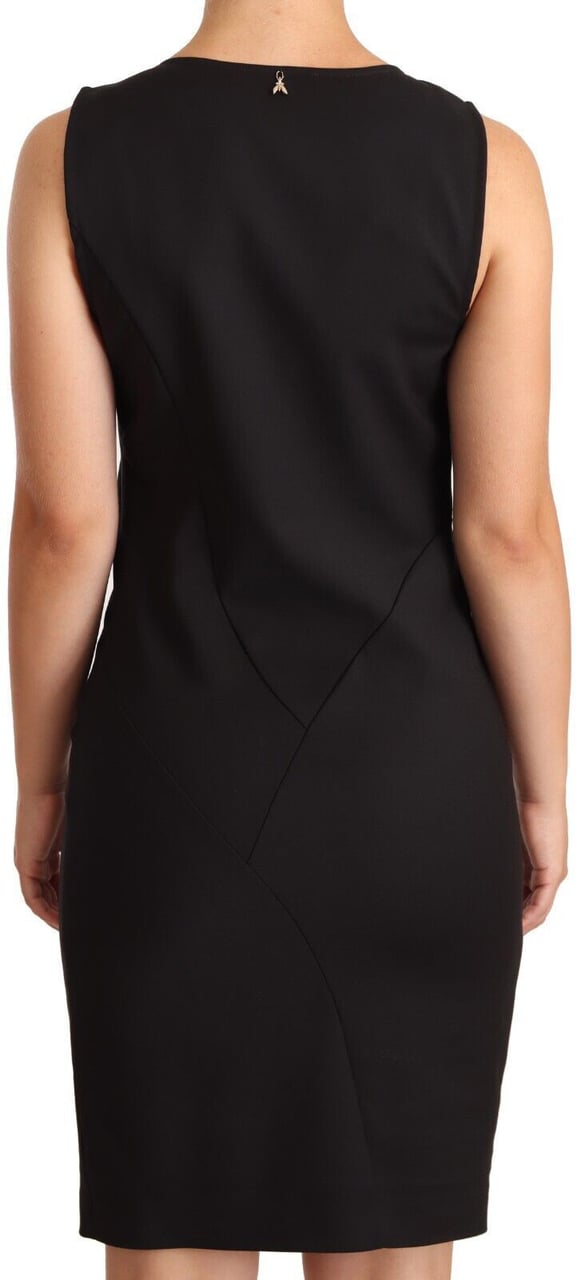 Patrizia Pepe Black Cotton Blend Sleeveless Knee Length Sheath Dress Zwart