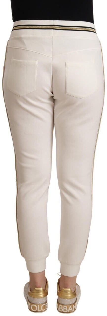 Patrizia Pepe White Polyester Mid Waist Jogger Pants Wit