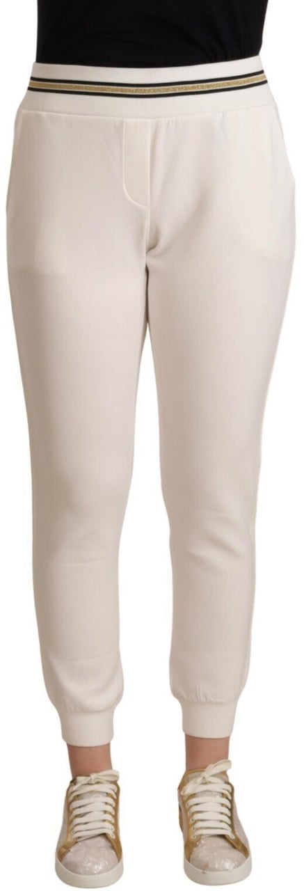 Patrizia Pepe White Polyester Mid Waist Jogger Pants Wit