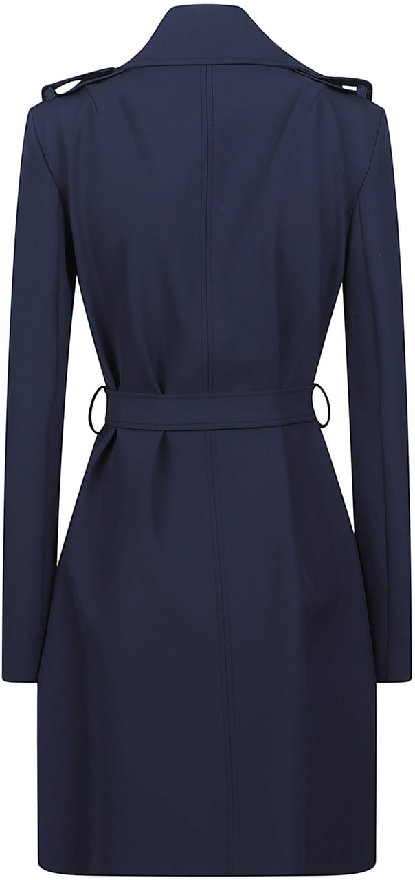 Patrizia Pepe Double Breasted Trench Blue Blauw