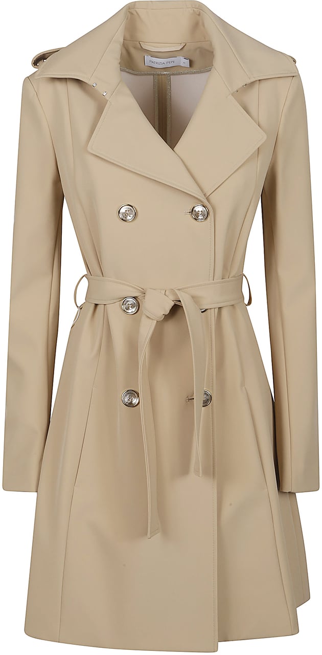 Patrizia Pepe Double Breasted Trench Brown Bruin