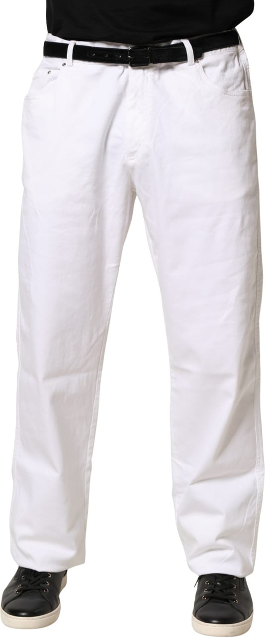Paul & Shark White Straight Mid Waist Denim Trouser Jeans Wit