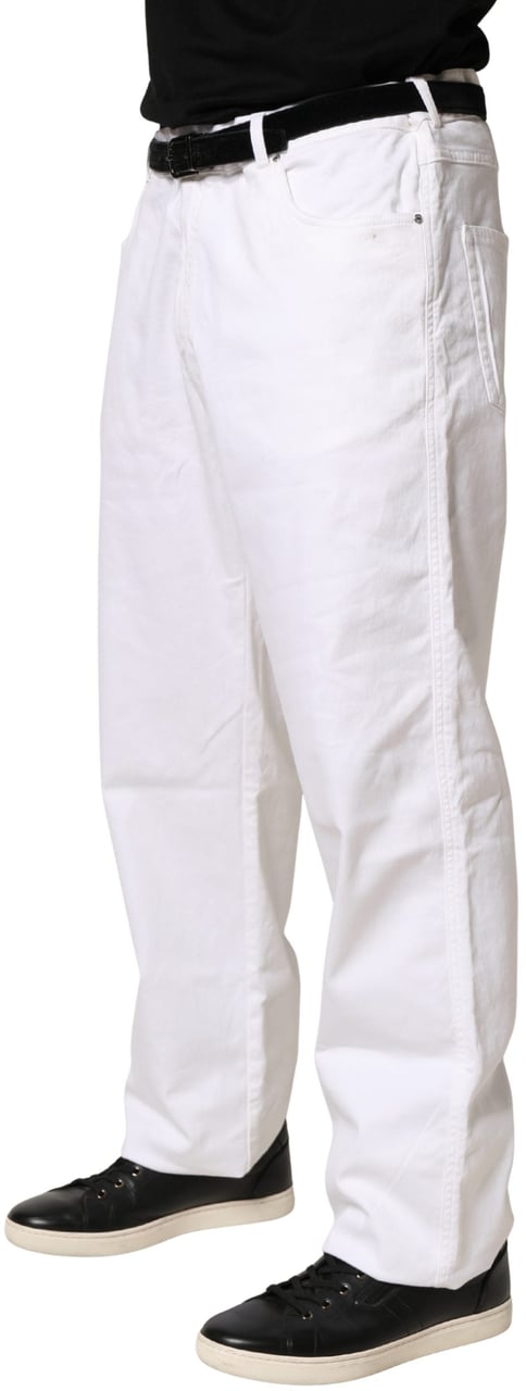 Paul & Shark White Straight Mid Waist Denim Trouser Jeans Wit