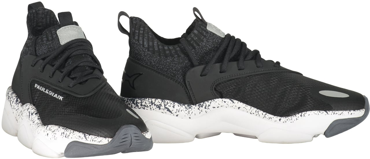 Paul & Shark Modern black fabric versatile sneakers Zwart
